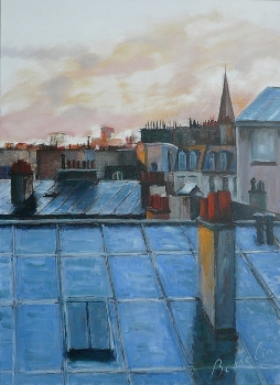 Paris,15ème, Cambronne, huile sur toile de Bosselin peintre verrier normand et fécampois, Normandie, pays de caux, côte d' Albatre